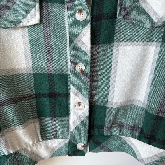 SHEIN LUNE Green Tartan Plaid Button Front Cropped Oversized Shirt Jacket Size M - Picture 12 of 12